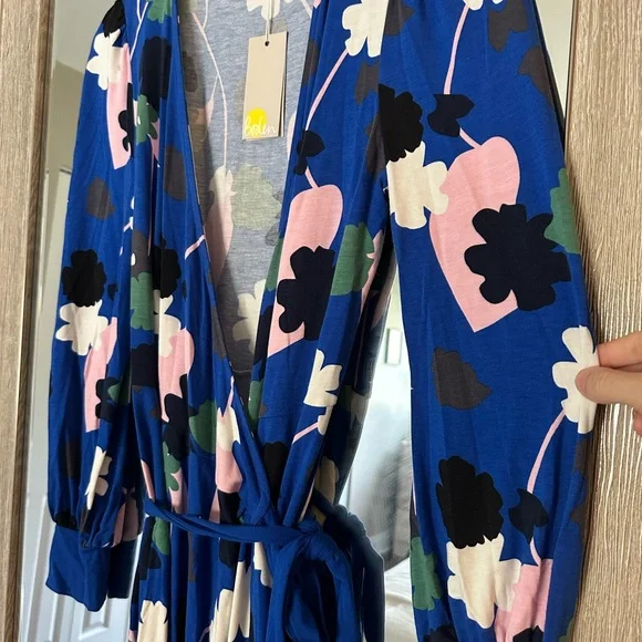 Boden NWT Royal Blue Floral Wrap Dress Size 8 Medium - Picture 2 of 5